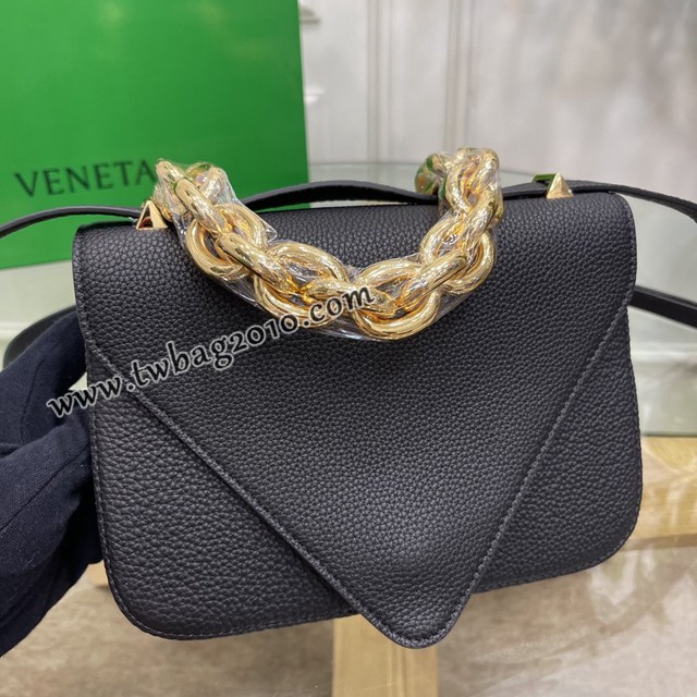 Bottega veneta高端女包 KF0021 寶緹嘉黑色荔枝紋肩背女包 BV2021新款V字蓋頭鏈條女包  gxz1337